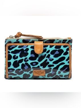 Consuela Retired Gem Slim Wallet Aqua Leopard